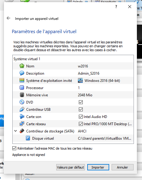 Importer une VM
